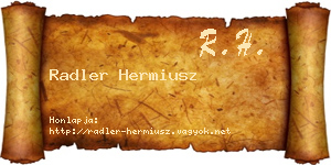 Radler Hermiusz névjegykártya